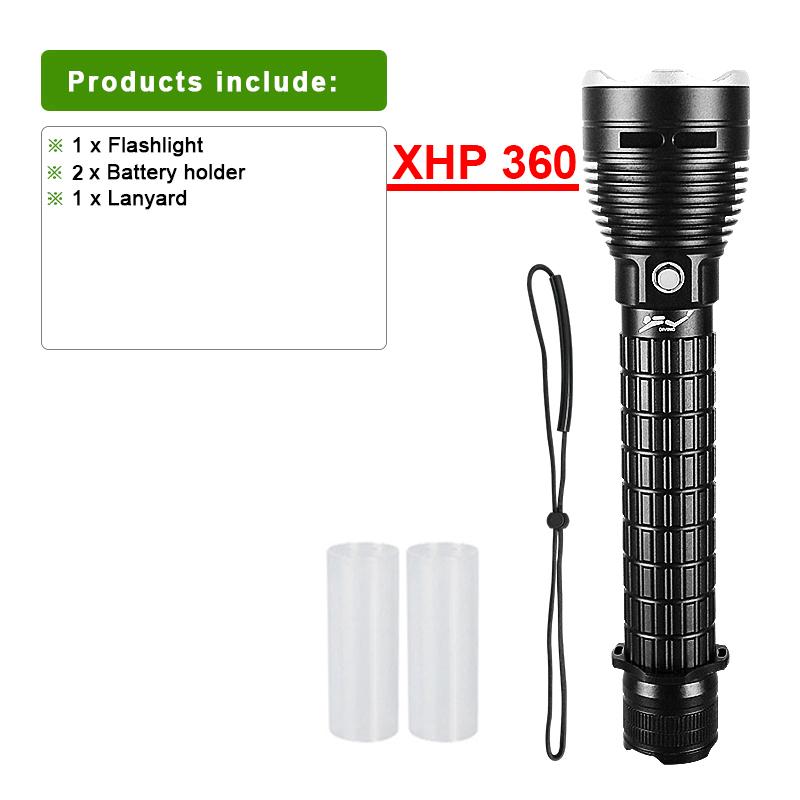 10000LM Powerful LED Diving Flashlight Super Bright XHP360 Professional Underwater Torch IPX8 Waterproof Lamp Use 26650 Battery
