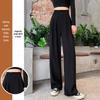 Women's Fleece-Lined Slim-Fit Wide-Leg Pants: High-Waisted, Sleek, and Stylish for Spring/Autumn