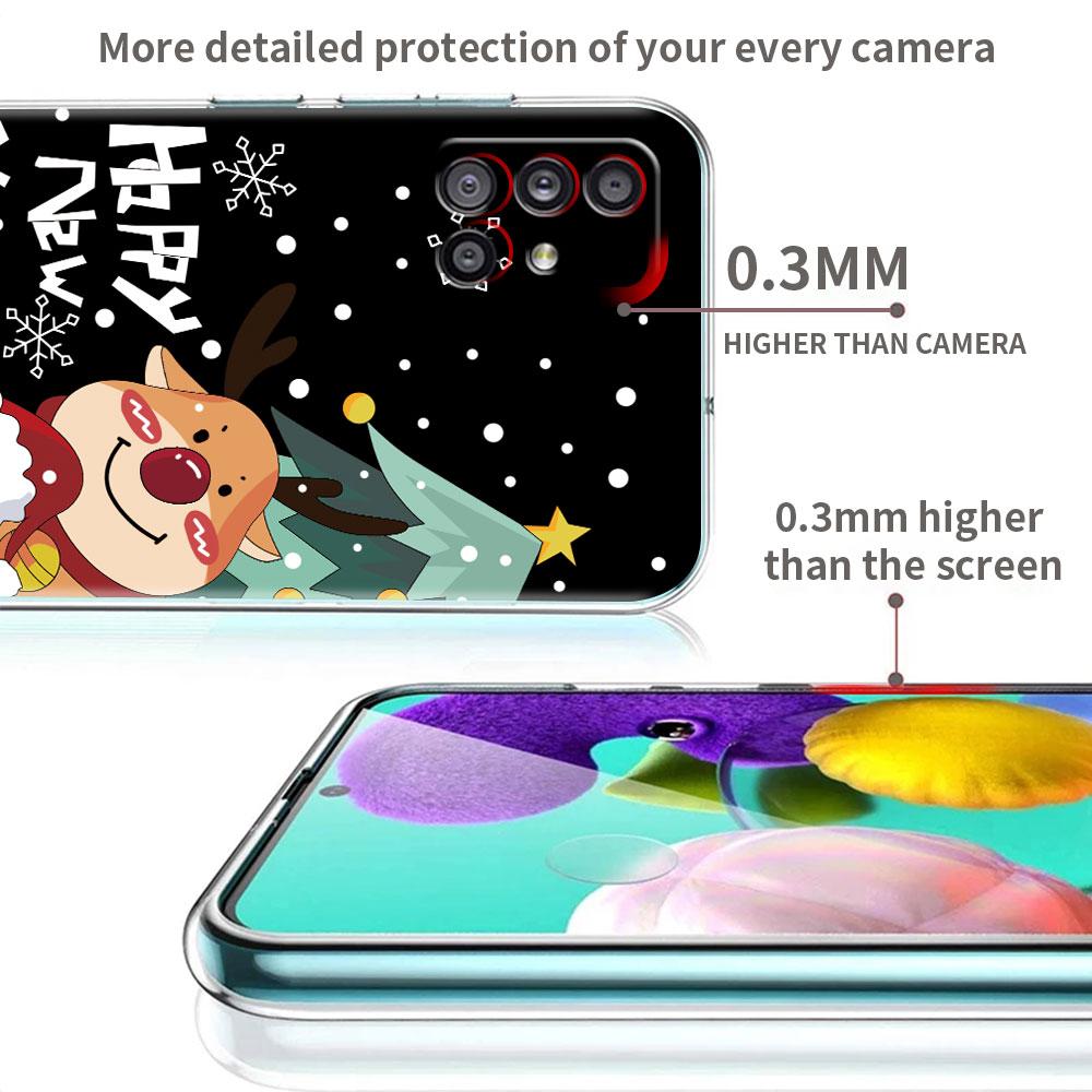 Snow Merry Christmas Clear Case For Samsung Galaxy A52 A12 A51 A32 A21s A71 A32 A22 50 A70 A31 A72 5G Phone Cover