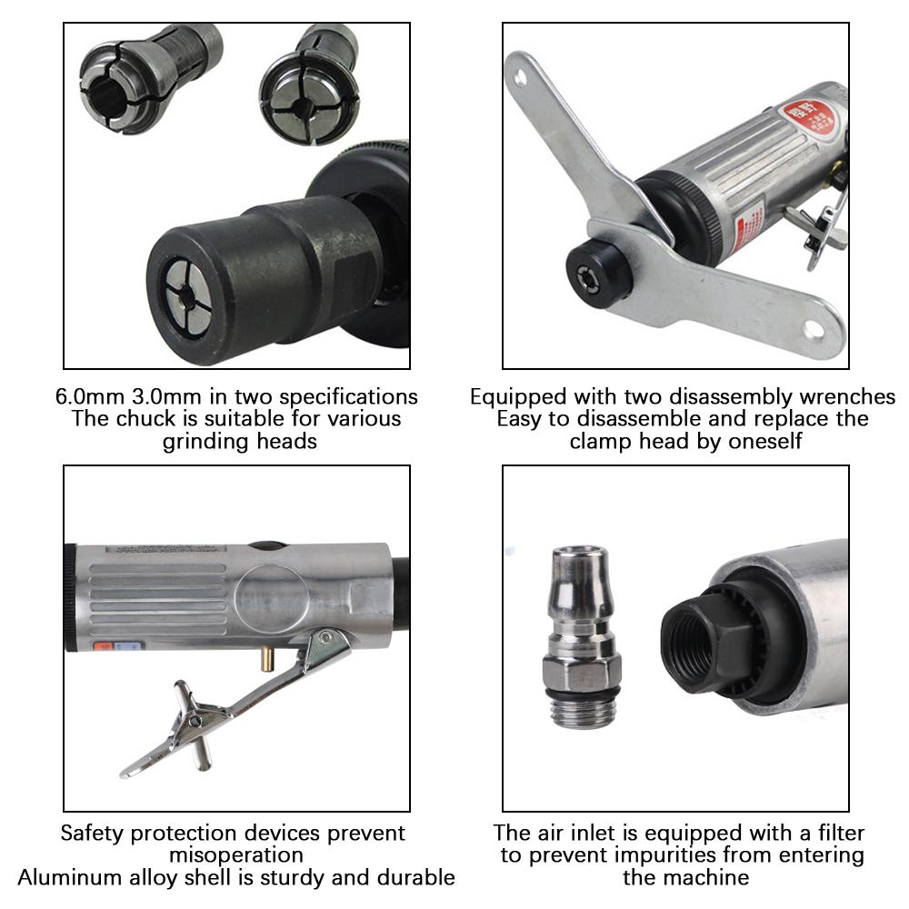Pneumatic Die Grinder Car Tool Grinding Polishing Machine Kit Air Grinder Mill Engraving Tool 1/4" 1/8" 16Pcs Air Die Grinder