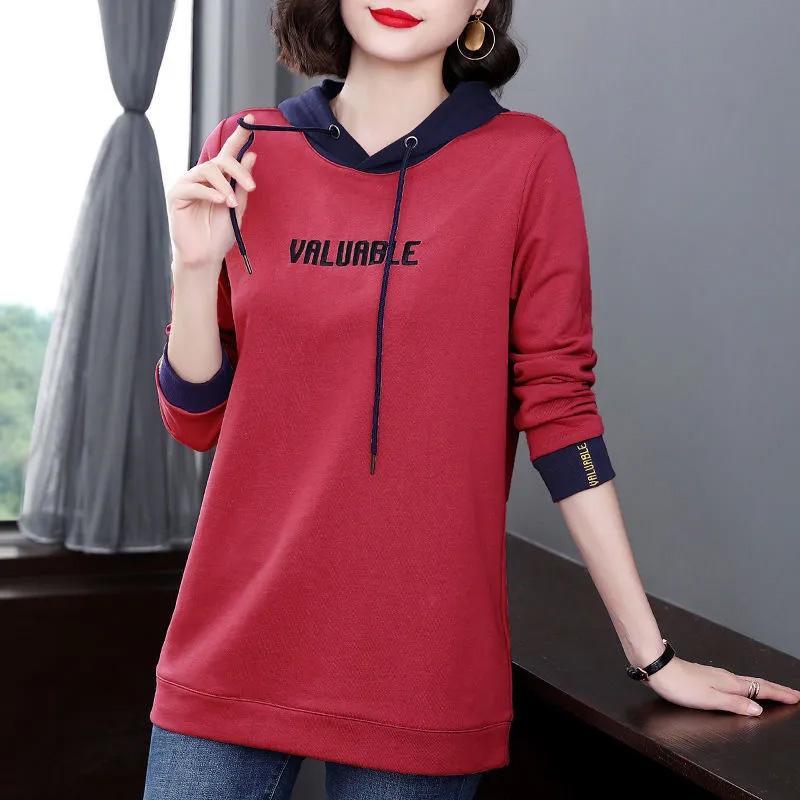 Sweatshirt Cotton Women Oversized Pullover Blouse Loose Casual Hooded Sweatshirt Tops