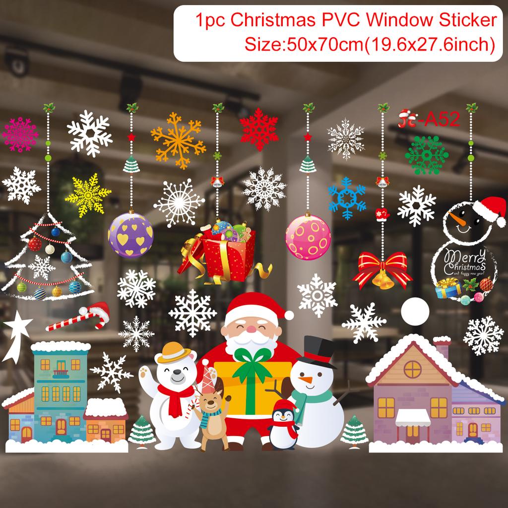 Cartoon Christmas Window Glass Stickers 2025 Christmas Decoration for Home Living Room Wall Decor 2025 Happy New Year Stickers