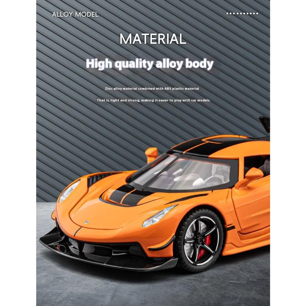 1/22 Metal Die Cast Koenigsegg JESKO Supercar Model Racing Gift Boy Simulation Sound and Light Retraction Collection Ornaments