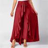 Ladies Casual Double Layer Wide Leg Culottes Irregular Ruffle  Long Pants