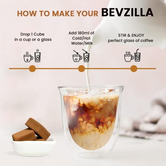 Bevzilla 60 Belgian Chocolate Instant Coffee Cubes | Made with Date Palm Jaggery & Arabica Beans | Coffee Premix with Real Ingredients