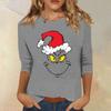 3/4 рукава топы для женщин футболка повседневные рождественские принты топы футболка круглый вырез пуловер блузка