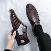 Men's Leather Sandals Summer New Roman Gladiator Woven Breathable Hollowed Out Leather Shoes Men Business Casual Shoes