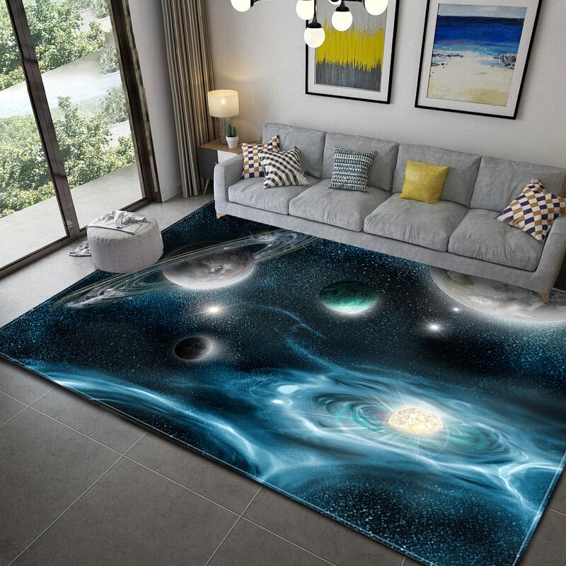 Fashion 3D Printed Earth Large Carpets Galaxy Space Pattern Carpet Parlor Big Carpet Living Room Bathroom Mat Anti-slip
