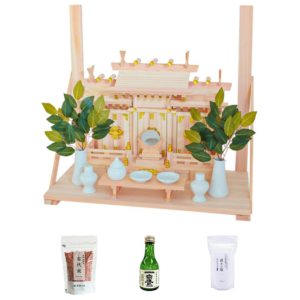 Kamidana No Sato: A Japanese-made Shinto Shrine Set with Three Different Roofs and Everything You Need for Worship.