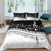 Music Music Note Home Textile Bedding Black And White Digital Printing Quilt Cover Bed Sheet Three-Piece Set