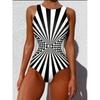 Sexy Strile One-piece Stylish Swimsuit for Women O Neck Quick Dry Detachable Pads Brazilian Swimming Suit Bikini Set