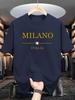 Men's Summer 100 Cotton Fashionable Casual Loose Plus Size MILANO ITALIA Pattern Printed Sports Round Neck Short Sleeved T-shirt