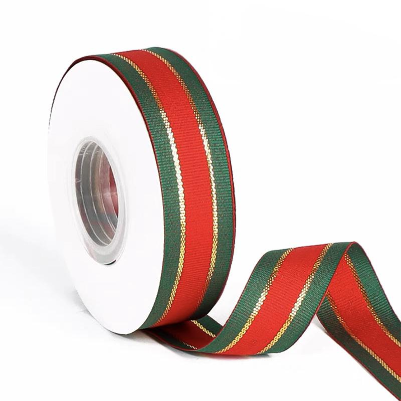 25Yards/Roll Red Green Ribbons DIY Crafts Gift Packaging Floral Decor Christmas 2.5cm Gift Box Decorative for Cake Box Bows