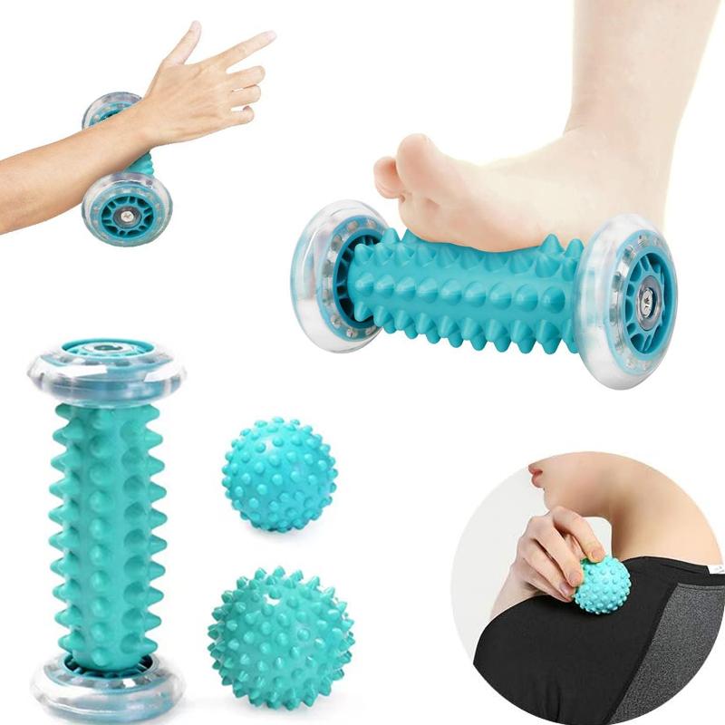 Foot Massager Massage Roller Yoga Massage Ball Plantar Fascia Roller Muscle Relaxation Sports Fitness Balls Body Exercise Set