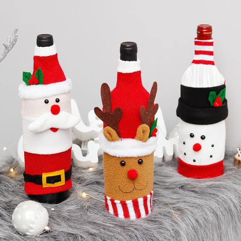 Creative Christmas Wine Bottle Set Snowman Santa Claus Elk Wine Bottles Cover Bags Xmas Party Dinner Table Decor New Year Gifts