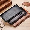 Men Solid Color Faux Leather Long Wallet Card Phone Holder Clutch Purse