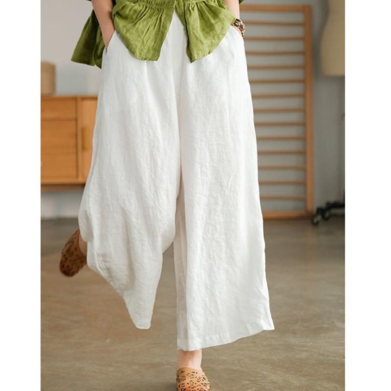 Women Oversized Simple Loose Trousers Solid Color Pockets Elastic Breathable Pants