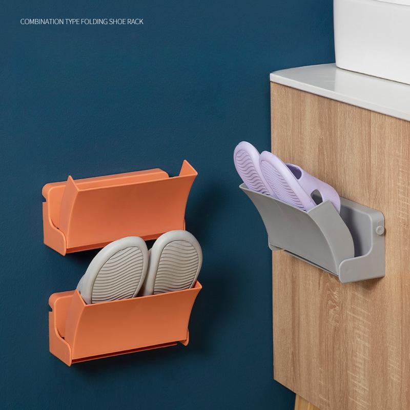 Folding Shoe Rack Free Perforation-free Household Simple Shoe Cabinet Shoe Storage Can Be Assembled and Spliced To Save Space