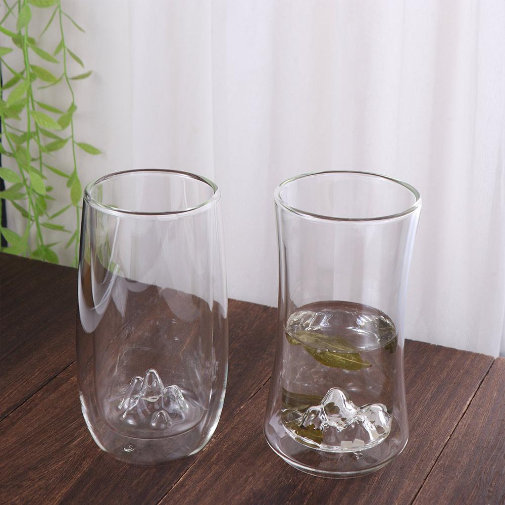 Mountain Shape Double Wall Glass Cups 300ml Coffee Cup Fashion Clear Tea Mug  Office