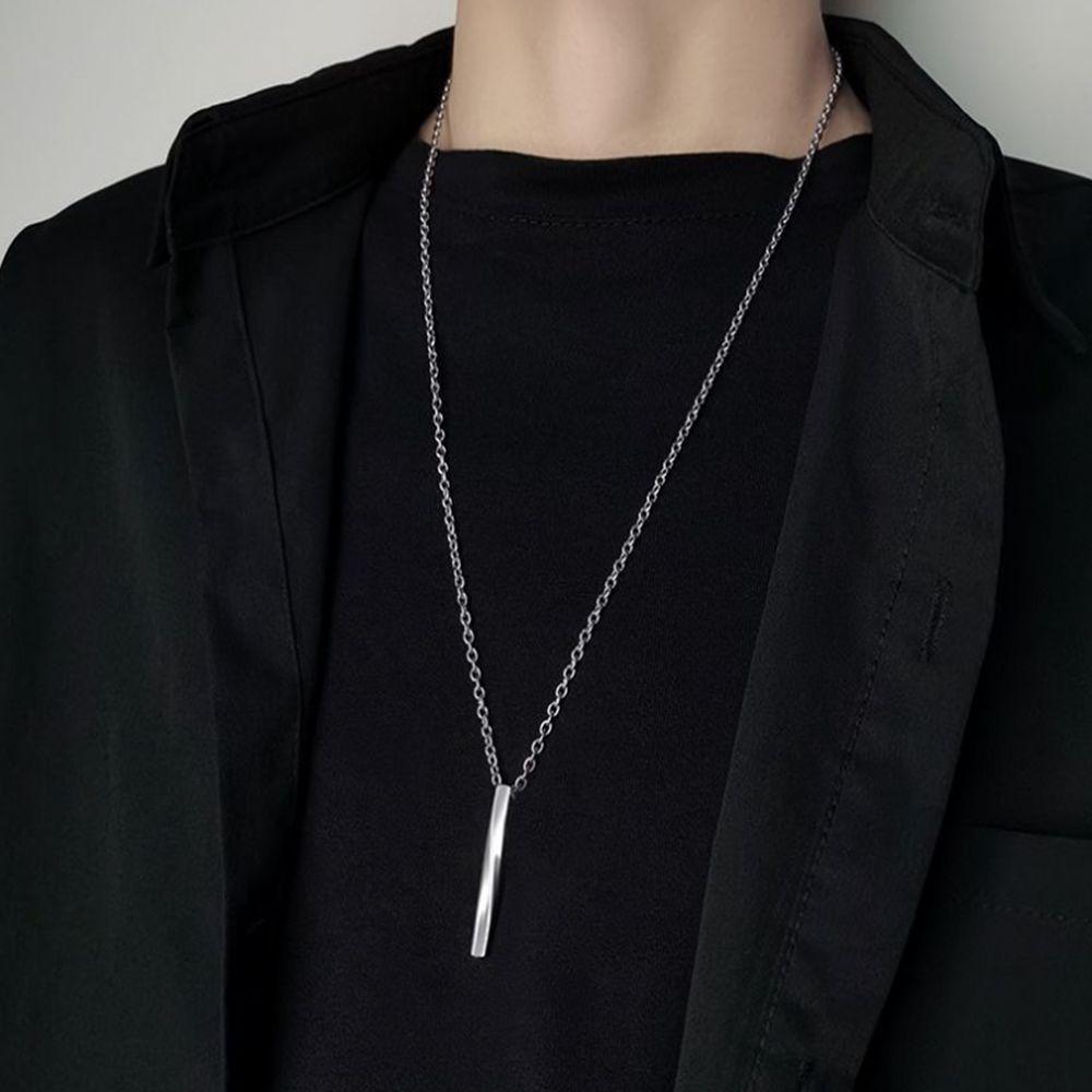 Cool Personality Alloy Pendant Necklaces Chain Jewelry Vertical Bar Straight Necklace