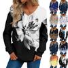 Women's Fashion Casual Long Sleeve Printed V- Neck Sweater Top
