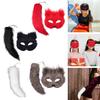 2Pcs/Set Fox Masque Tail Set Girls Furry Masque Long Fox Tail Set Faux Fur Halloween Cat Tail Cosplay Fox Wolf Tail Set