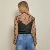 Women Sexy Mesh See Through T Shirt Fashion Hollow Transparent Shirt Star Dot Base Top Clubwear