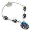 Natural Labradorite Gemstone 925 Sterling Silver Jewelry Necklace 18" e7V45