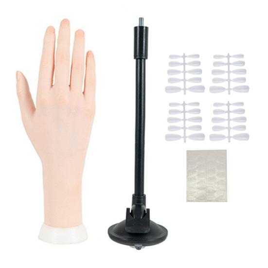 Silicone Practice Hand for Acrylic Nails Realistic Flexible Mannequin Hand Nail Art Practice Hand for Bracelets Rings Display