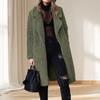 Winter Women Jacket Double-sided Fleece Turn-down Collar Long Sleeves Knee Length