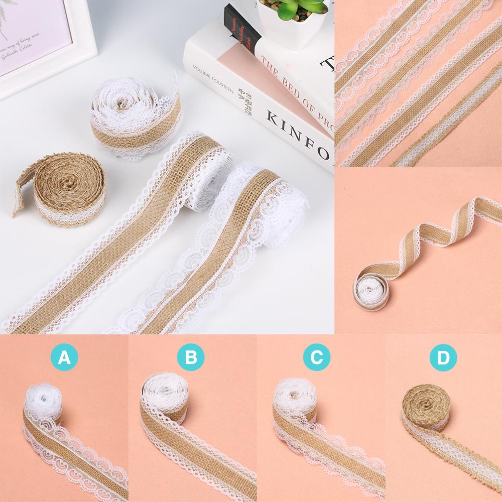 2M Мода DIY Поделки Праздничные Принадлежности Джутовая Лента Кружевная Отделка Края Натуральная Мешковина Рустик Свадьба