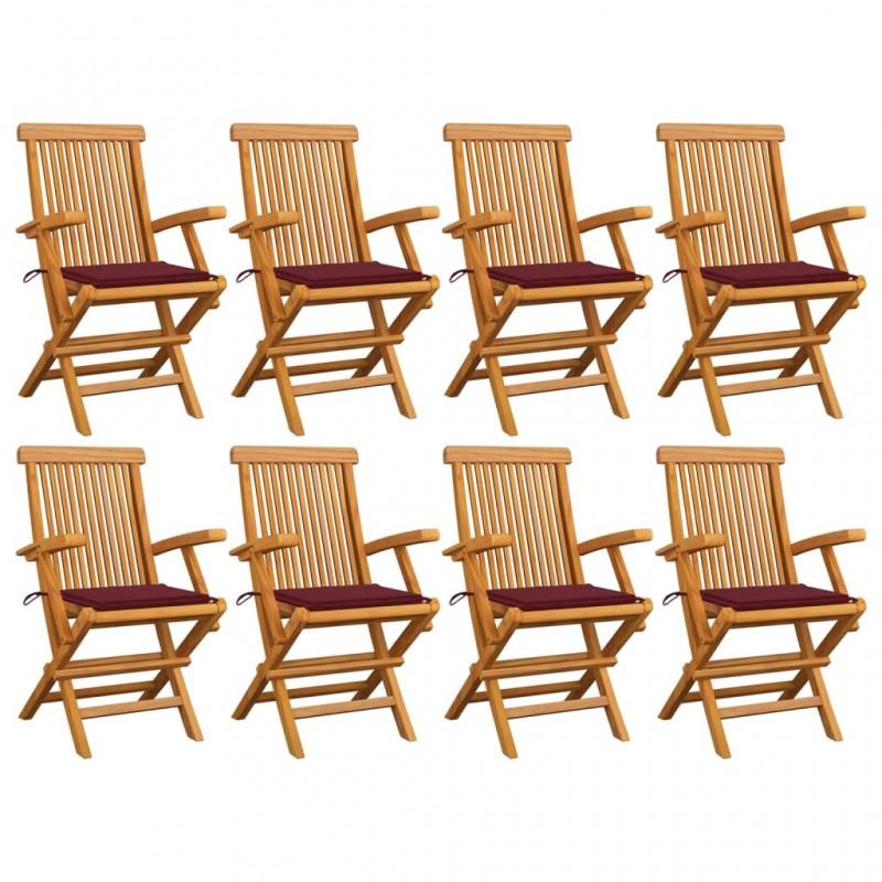 Day and Night - Day and Night Garden Chairs 8 Units Teak Wood with Red Cushions
