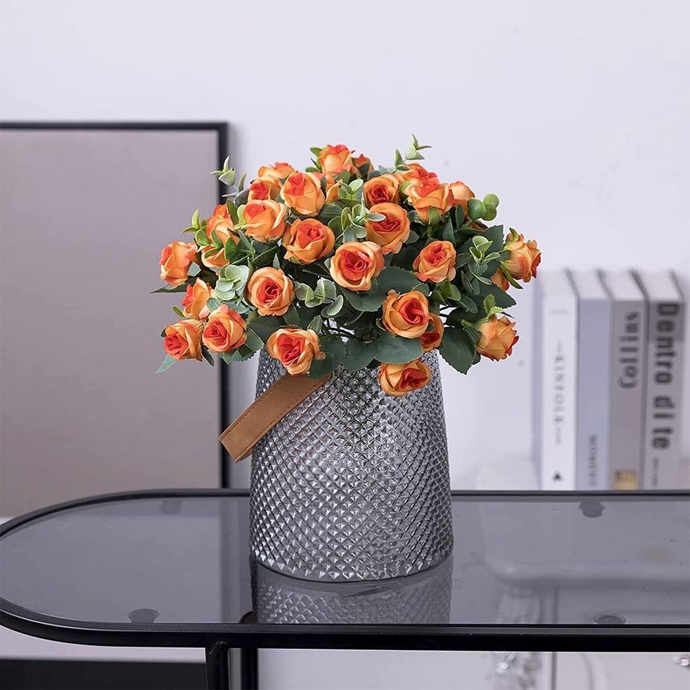 Ornament Simulation Plants Leaves Floral Arrangement Artificial Eucalyptus Rose Lifelike Flowers