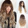 Dark Brown Long Wavy Synthetic Wigs for Women Middle Parted Wavy Wig Heat Resistant Daily Use Cosplay