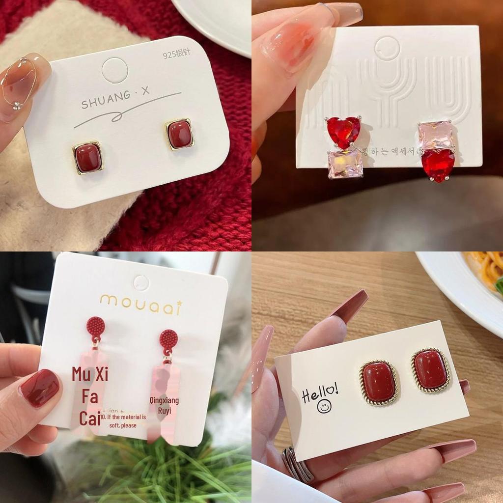 Ankola Red Festive Earrings for Women - 2025 Trendy Retro Style, Perfect for Chinese New Year Celebrations.