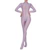 Women's Shiny Oil Glossy Body Stocking One Piece Smooth Stretchy Back Zipper Full Bodysuits