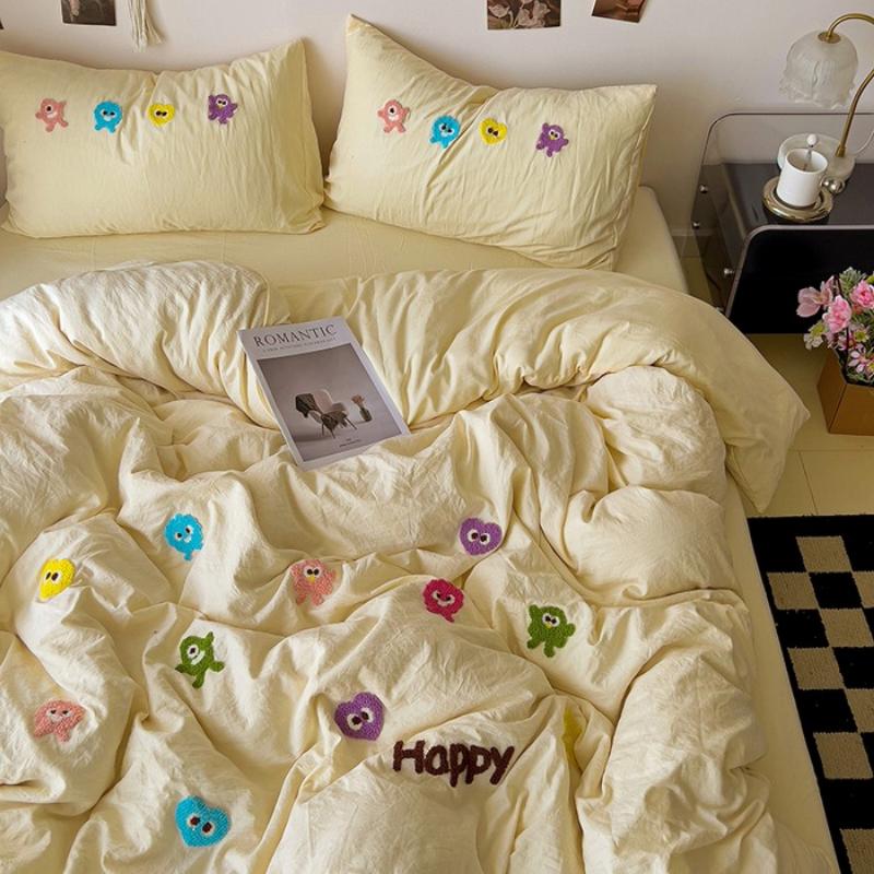 Bedding Pure Cotton Four-piece Set, Quilt Cover, Quilt Cover, Bed Sheet, Human Dormitory Three-piece Set
