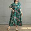 Dimanaf 2025 Summer Plus Size Dress Women Casual Vintage Shirt Dress Loose Basic Flower Printing Dress