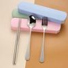 1set Household Stainless Steel Portable Tableware Chopsticks Spoons Forks Two/Three Piece Set with Box