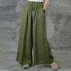 Autumn Spring Women's Loose Casual Straight Pant Solid Color Cotton Linen Elastic Waist Wide-Leg Pants Ladies Street Drawstring Trousers