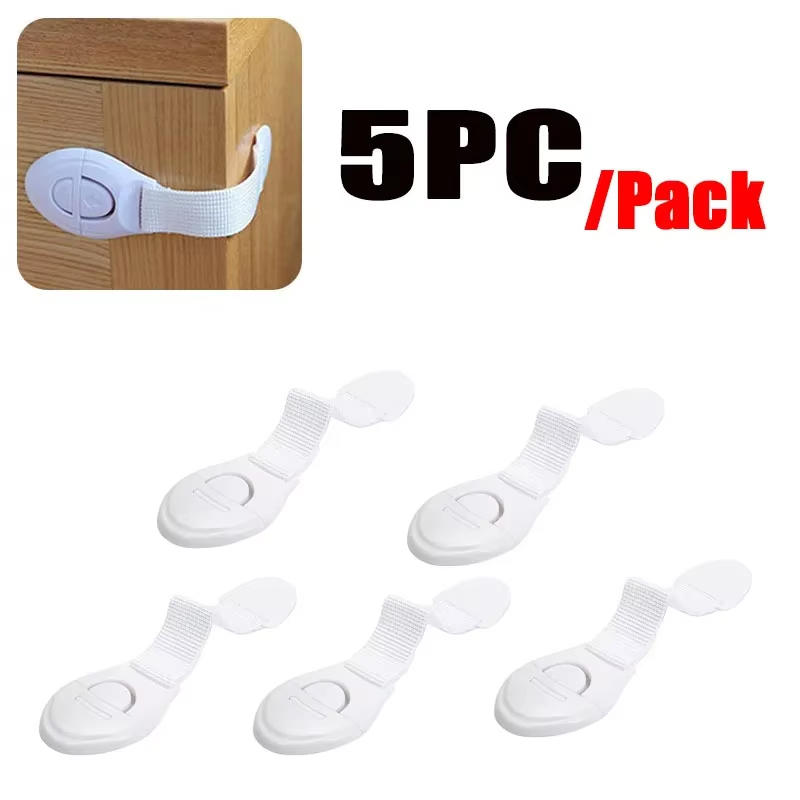 5-10pcs White Safety Locks No-Drill Drawer and Door Latches Child Baby Safety Lock Cupboard Drawer Cabinet Door Fridge Security Protector Locks