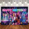 Demon Hunters Birthday Decorations Set Anime Theme Happy Birthday Party Supplies with Banner Cake Toppers Backdrop for Kids Fans