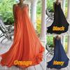 2025 Summer Orange V-neck Bohemian Maxi Dress - Large Size Suspender Style