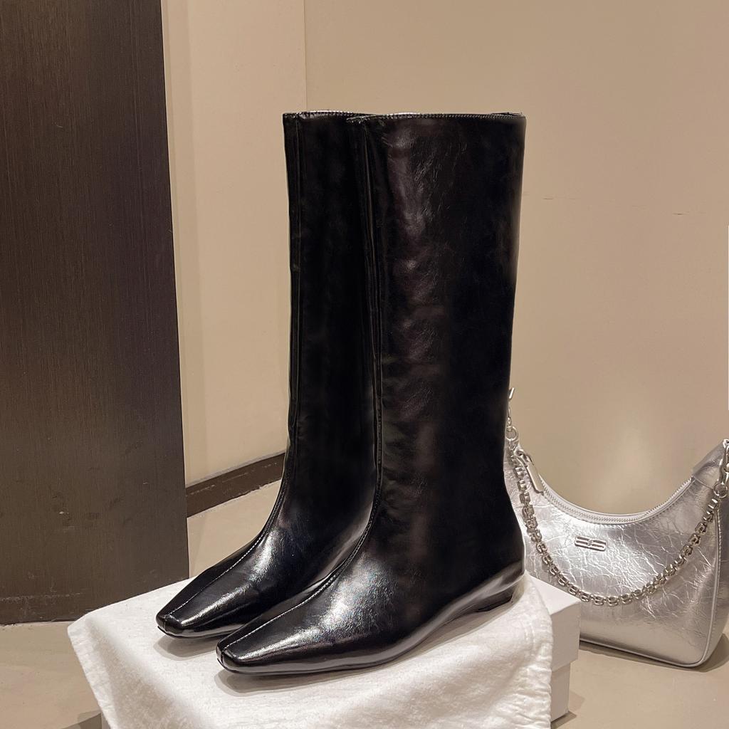 Boots for Women 2025 Four Seasons Suitable for Wearing New Small Square Head Simple Fashion Boots Large Size Fashion Knight Sleeve Boots