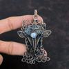 Ruby In Blue Kyanite Pendant Copper Wire Wrapped Gemstone Pendant Handmade Deer Face Pendant Rainbow Moonstone Pendant Unique Copper Jewelry