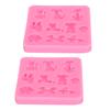 2шт силиконовая форма DIY ручной инструмент мультфильм животные форма высокая термостойкость(розовый )