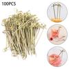 100pcs Disposable Bar Tool Kitchen & Bar Stick Bamboo Knot Skewers Cocktail Picks Fruit Forks