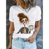 Vibrant Skull Graphic Print Crew Neck T-Shirt Soft Breathable Short Sleeve Tee Women's Fashion Clothing for Everyday Wear