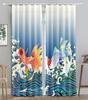 Chinese Tradtional Gold Fish Sea WaveBlackout Window Curtain for Living Room Bedroom Bathroom Kicthen Door Cupboard Decor Hooks