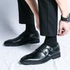 Fashion Fashion Classic Leather Shoes for Men Slip On Pointed Toe Oxford Double Buckle Loafers 2024 Business Casual Dress Shoes for Male